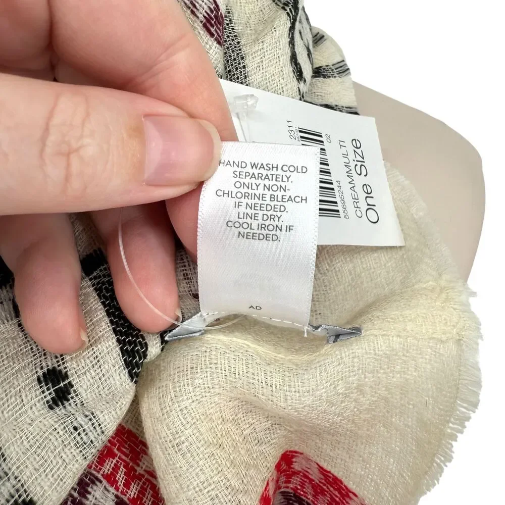 J. Jill Infinity Scarf Fair Isle Jacquard Cream Fringe Boho Wrap Knit Cozy NWT